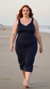 Southern European Young Woman In Her 20s With Robust Figure With Red Layered
