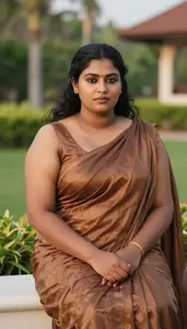 Sri Lankan Woman In Her Early 20s With Big And Curvy Figure With Jet Black Half