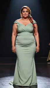 Sri Lankan Woman In Her 50s With Curvy Figure With Strawberry Blonde Side Braid