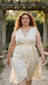 Turkish Woman In Her Early 30s With Plump Figure With Auburn Natural Curly Hair