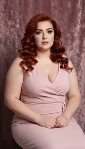 Turkish Woman In Her Early 20s With Curvy Figure With Red Loose Waves Wearing