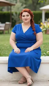 Turkish Woman In Her Late 20s With Heavy With Red Side Braid Wearing Sapphire