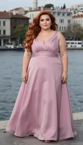 Turkish Woman In Her Mid 30s With Large Build Figure With Copper Long Flowing
