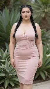 Turkish Woman In Her Mid 20s With Heavyset Figure With Jet Black Braided