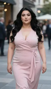 Turkish Woman In Her 40s With Very Fat With Black Long Flowing Hair Wearing Soft