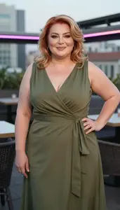 Turkish Woman In Her 50s With Plump Figure With Strawberry Blonde Layered Hair