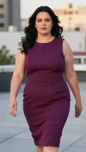 Western European Mature Woman With Pear Shaped Figure With Jet Black Loose Waves