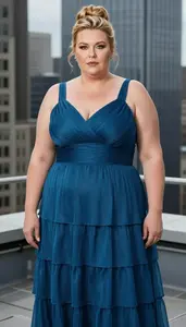 Western European Woman In Her 40s With Obese With Blonde Bun Updo Wearing