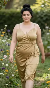 Western European Young Woman In Her 20s With Buxom Figure With Jet Black Messy