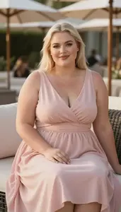 Western European Young Woman In Her 20s With Fat With Platinum Blonde Straight