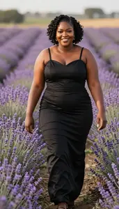 African Woman In Her Early 30s With Fat With Black Victory Rolls Wearing Black