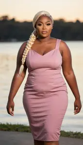 African Woman In Her Late 20s With Hourglass Figure With Platinum Blonde Side