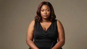 African Woman In Her Mid 20s With Curvy Figure With Brunette Shoulder Length