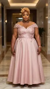 African Woman In Her Mid 30s With Thick Figure With Strawberry Blonde Textured