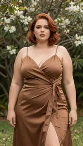 Brazilian Woman In Her Late 20s With Obese With Auburn Bob Haircut Wearing
