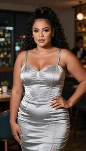 Brazilian Woman In Her Mid 20s With Heavy With Jet Black High Ponytail Wearing