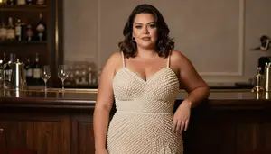 Brazilian Woman In Her Mid 30s With Robust Figure With Dark Brown Shoulder