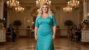 Brazilian Woman In Her Mid 30s With Robust Figure With Platinum Blonde Beach