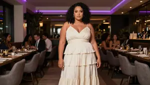 Brazilian Woman In Her Mid 30s With Obese With Black Natural Curly Hair Wearing