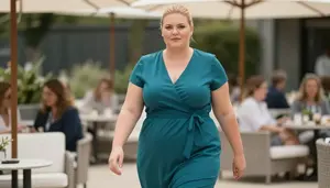 British Woman In Her Early 30s With Plump Figure With Honey Blonde Sleek