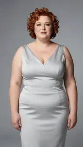British Woman In Her Late 30s With Robust Figure With Auburn Victory Rolls