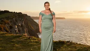 British Woman In Her Late 30s With Pear Shaped Figure With Dark Blonde Braided