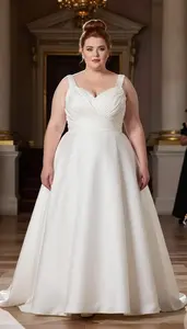 British Woman In Her Late 30s With Voluptuous Figure With Chestnut Bun Updo
