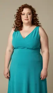 British Woman In Her Late 30s With Very Obese With Chestnut Natural Curly Hair