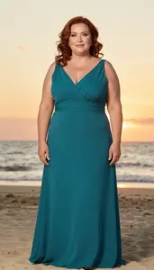 Central European Mature Woman With Robust Figure With Auburn Beach Waves Wearing