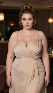 Central European Woman In Her Early 20s With Very Obese With Light Brown Messy