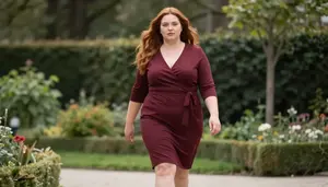 Central European Woman In Her Mid 20s With Extra Fat With Auburn Long Flowing