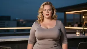 Central European Woman In Her Late 20s With Buxom Figure With Blonde Layered