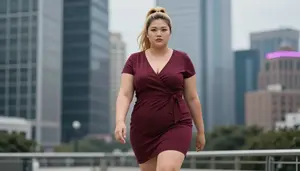 Chinese Woman In Her Early 20s With Heavyset Figure With Honey Blonde High
