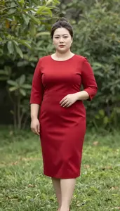 Chinese Woman In Her Mid 20s With Plus Size Figure With Brunette Chignon Wearing