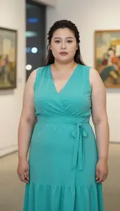Chinese Woman In Her Mid 30s With Very Fat With Dark Brown Half Up Half Down