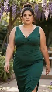 Colombian Woman In Her Late 30s With Full Figured Figure With Dark Brown Messy