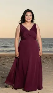 East Asian Woman In Her Late 30s With Large Build Figure With Jet Black Shoulder