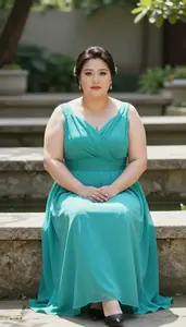 East Asian Woman In Her Mid 30s With Soft And Curvy Figure With Dark Brown
