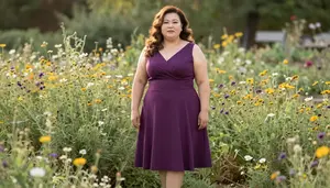 East Asian Woman In Her 40s With Very Fat With Light Brown Wavy Hair Wearing