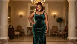 Ethiopian Woman In Her Early 20s With Generous Figure With Red High Ponytail