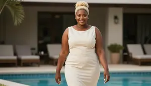 Ethiopian Woman In Her Mid 20s With Plus Size Figure With Platinum Blonde Messy