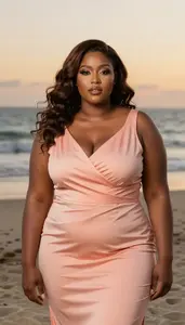 Ethiopian Woman In Her Mid 30s With Robust Figure With Brunette Beach Waves