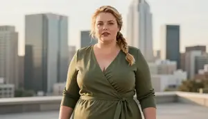 European Woman In Her Late 30s With Generous Figure With Strawberry Blonde Side