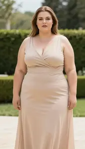 European Woman In Her Late 30s With Generous Figure With Light Brown Straight