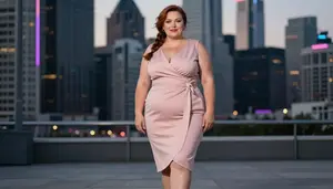 European Woman In Her 40s With Hourglass Figure With Chestnut Side Braid Wearing