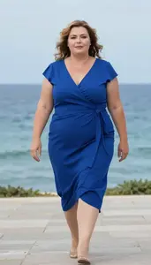 European Woman In Her 40s With Voluptuous Figure With Dark Blonde Wavy Hair