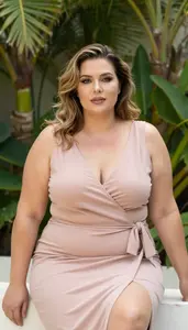 Fair Skinned Woman In Her 40s With Chubby Figure With Dark Blonde Shoulder