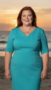 Fair Skinned Woman In Her 50s With Extra Fat With Auburn Straight Hair Wearing