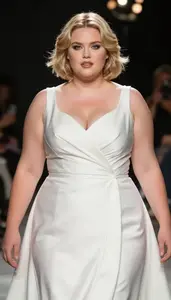 Fair Skinned Woman In Her Early 30s With Large Figured Figure With Blonde Bob