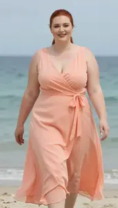 Fair Skinned Woman In Her Late 20s With Hourglass Figure With Red Sleek Ponytail